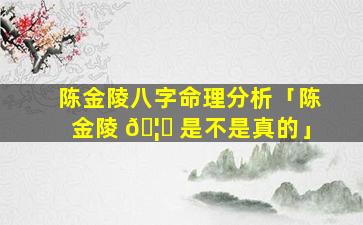 陈金陵八字命理分析「陈金陵 🦋 是不是真的」